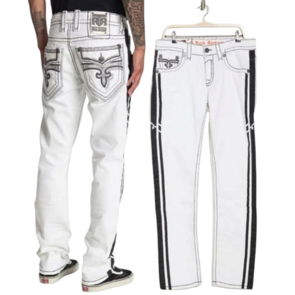 🆕️Rock Revival Barrett Alt-Straight Racer Jeans. Men's Size: W38x34L - Picture 2 of 14